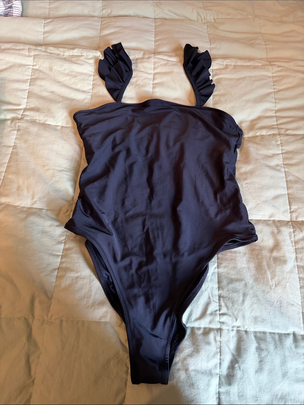 Old Navy Black One-Piece Swimsuit with Ruffle Straps